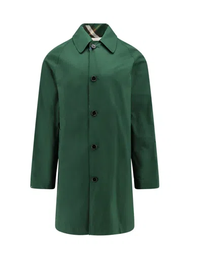 Burberry Men Bottle Green Gabardine Reversible Overcoat