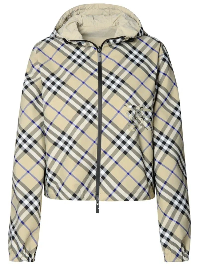 Burberry Reversible Cropped Checked Hooded Jacket In Multi