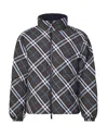 Burberry Check Jacket In Blue, Grey