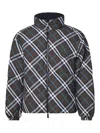 Burberry Multicolorreversible Down Jacket With All-over Check Motiv In Tech Fabric Man In Grey