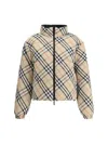 Burberry Short Reversible Down Jacket In Sand Ip Check
