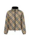 Burberry Woman Printed Nylon Reversible Down Jacket In Sand Ip Check