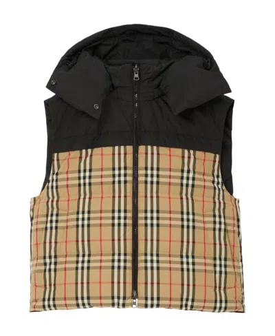Burberry Reversible Down Vintage-check Gilet In Black