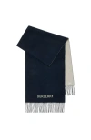 Burberry Reversible Ekd Cashmere Scarf In Storm