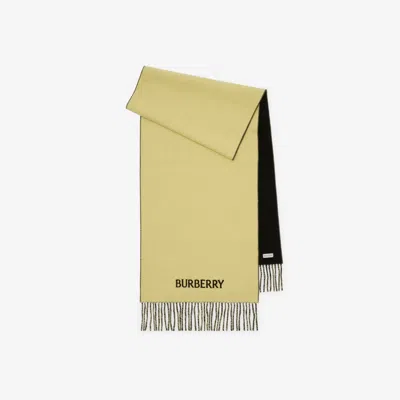 Burberry Reversible Ekd Cashmere Scarf In Straw