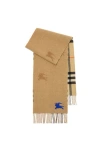 Burberry Tan Reversible Ekd Check Cashmere Scarf In Brown