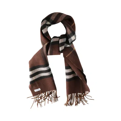 Pre-owned Burberry Reversible Ekd Check Cashmere Scarf 'treacle Brown' | Men's Size Onesize
