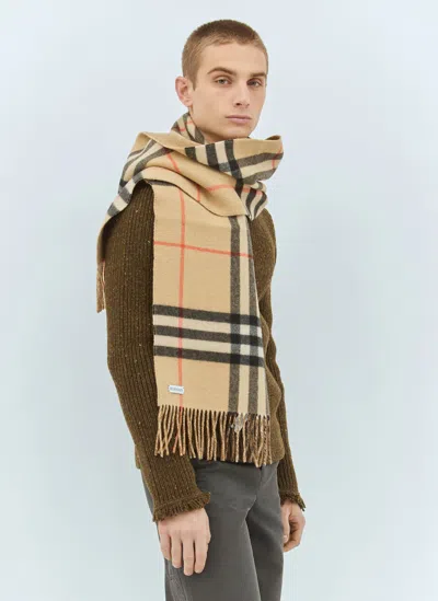 Burberry Reversible Ekd Check Scarf In Beige