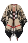 Burberry Reversible Ekd Check Wool Cape In Archive Beige