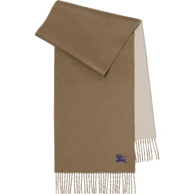 Burberry Reversible Ekd Embroidered Cashmere Scarf In Brown
