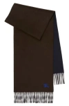 Burberry Reversible Ekd Embroidered Cashmere Scarf In Brown