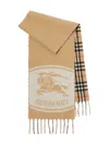Burberry Beige Check Reversible Knight Stamp Scarf In Brown