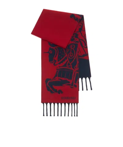 Burberry Reversible Ekd Wool Scarf In Burgundy