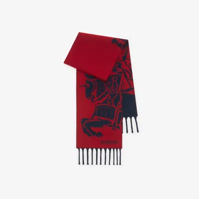 Burberry Reversible Ekd Wool Scarf In Red