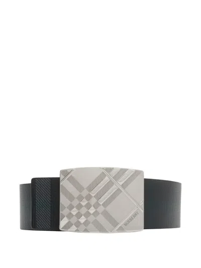 Burberry Reversible Engraved-buckle Leather Belt In Black