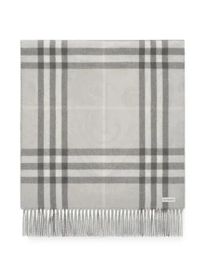 Burberry Reversible Etched Knight Cashmere Scarf In Gray