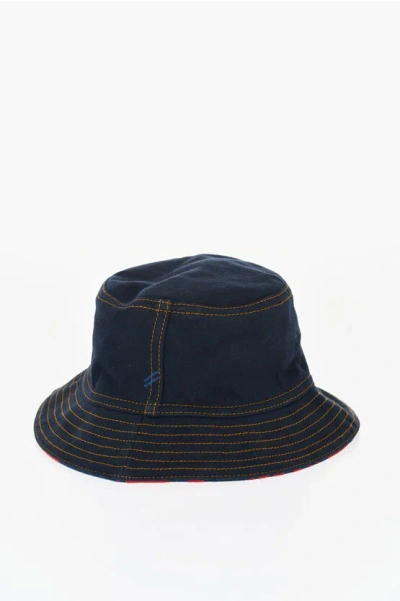 BURBERRY REVERSIBLE FLOCKED DENIM BUCKET HAT