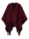 Burberry Reversible Fringed Cape In Red