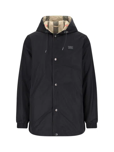 Burberry Reversible Hooded Jacket In Black