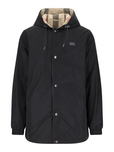 Burberry Reversible Hooded Jacket In Black