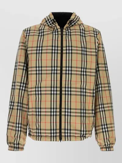 Burberry Reversible Hooded Jacket Check Pattern In Multi