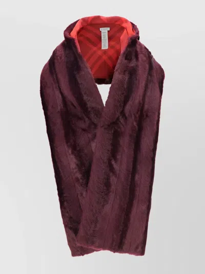 Burberry Reversible Hooded Scarf Faux Fur In Purple
