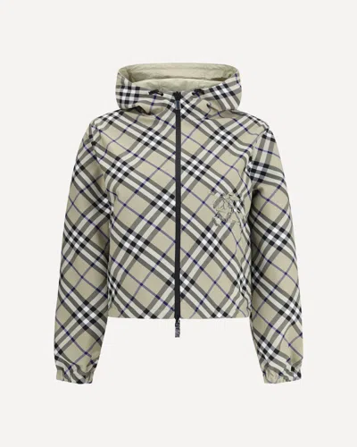 Burberry Cropped Reversible Check Jacket In Multicolor