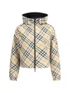 Burberry Woman Printed Nylon Reversible Down Jacket In Sand Ip Check