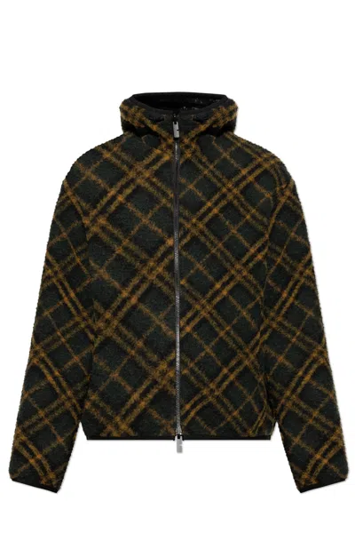Burberry Reversible Hooded Checked Jacket In Black