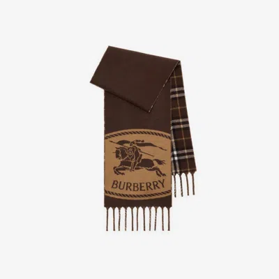 Burberry Reversible Knight Stamp Scarf In Brown
