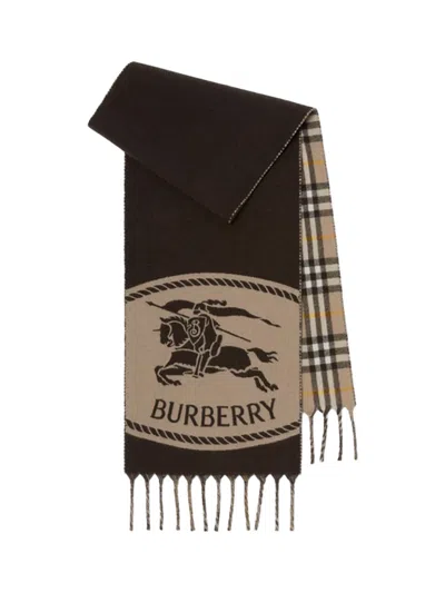 Burberry Reversible Knight Stamp Scarf Brown