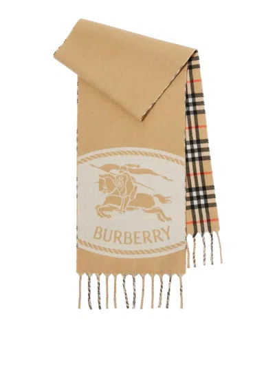 Burberry Reversible Knight Stamp Scarf In Brown