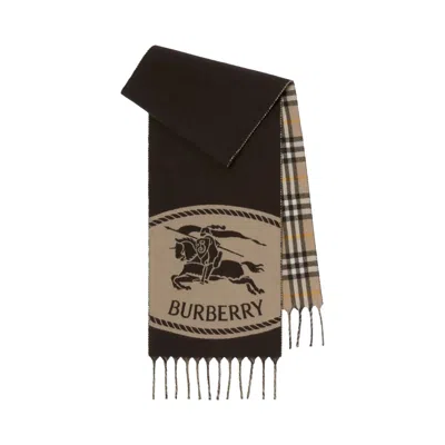 Pre-owned Burberry Reversible Knight Stamp Scarf 'vole' | Brown | Women's Size Onesize