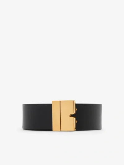 Burberry Reversible Leather B Cut Belt In Black/brass