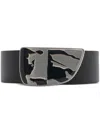 Burberry Reversible Leather Shield Ekd Belt In Black