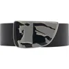Burberry Reversible Leather Shield Ekd Belt In Black/military