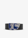 Burberry Shield Ekd Leather Belt In Slate/knight