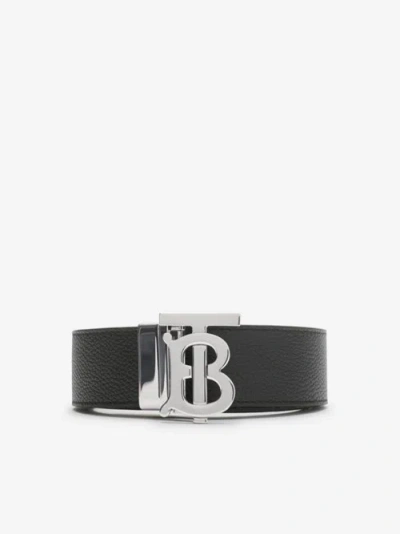 Burberry Reversible Leather Tb Belt In Black/tan