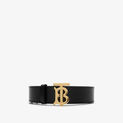 Burberry Reversible Leather Tb Belt In Black/tan/gold