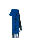 Burberry Reversible Logo Alpaca Wool Blend Scarf In Blue