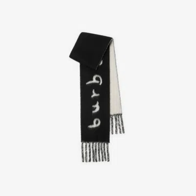Burberry Reversible Logo Alpaca Wool Blend Scarf In Black