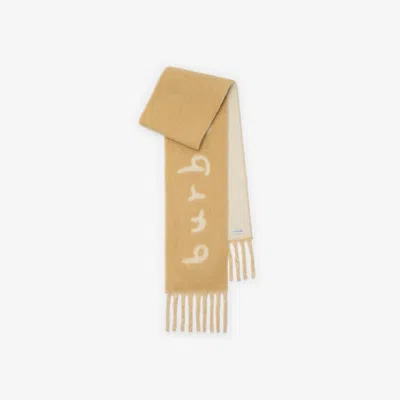 Burberry Reversible Logo Alpaca Wool Blend Scarf In Sand