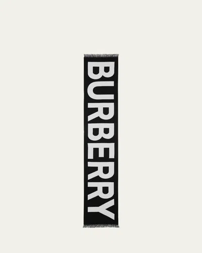Burberry Wool Football Scarf In Black