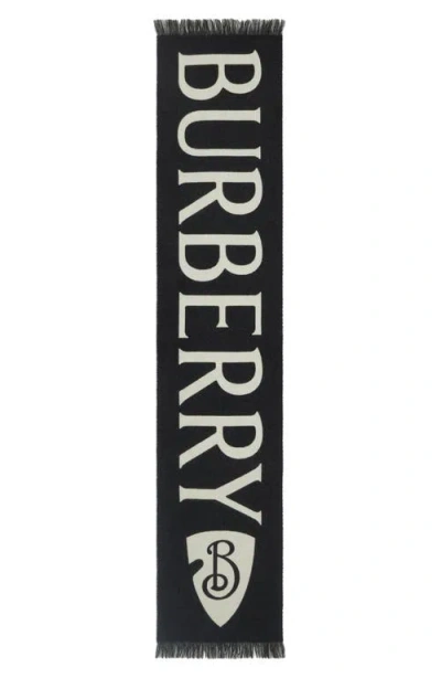 Burberry Reversible Logo Jacquard Wool Scarf In Multi