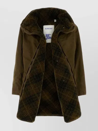 Burberry Reversible Long Length Jacket With Faux Fur Lining