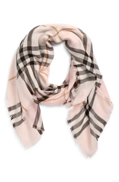 Burberry Reversible Medium Check Wool & Silk Scarf In Pink