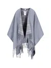 Burberry Reversible Merino Wool Cape In Gray
