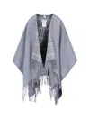 Burberry Reversible Merino Wool Cape In Gray
