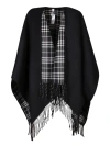 Burberry Fringed Reversible Wool Cape In Black