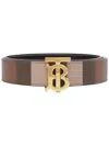 Burberry Reversible Monogram Buckle Check Belt In Brown